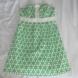 Lilly Pulitzer Green Strapless Floral Dress Size 6